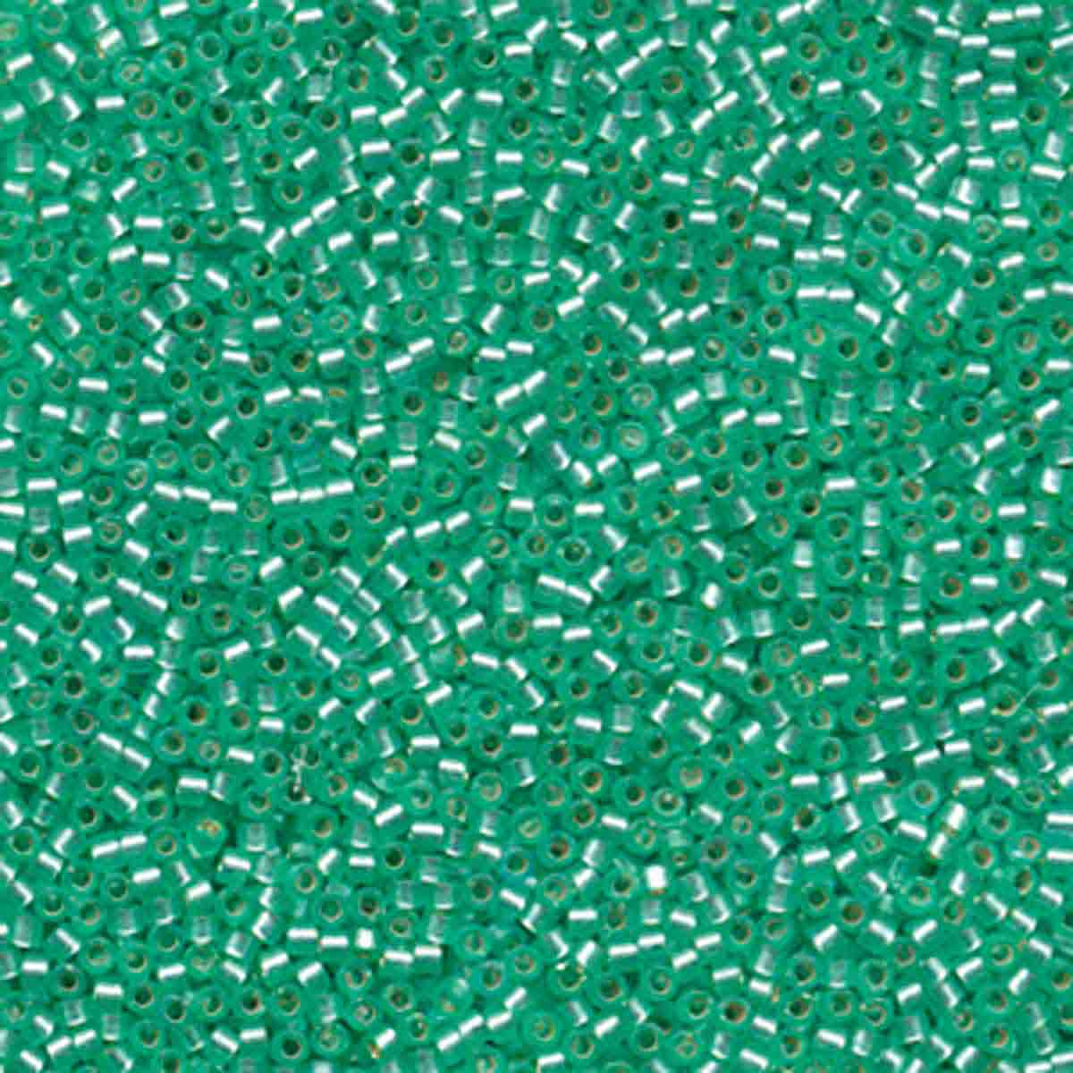 Miyuki 11/0 Delica Beads, DB0691, Semi-Matte Silver Lined Mint Green, 5g