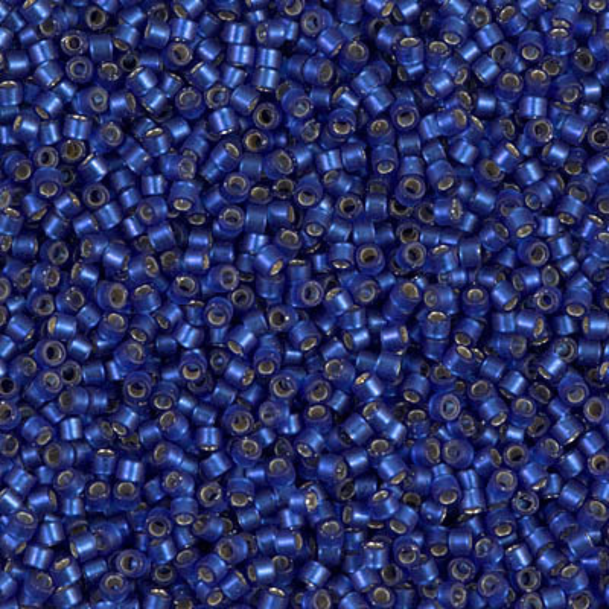 Miyuki 11/0 Delica Beads, DB0693, Semi-Matte Silver Lined Medium Blue, 5g