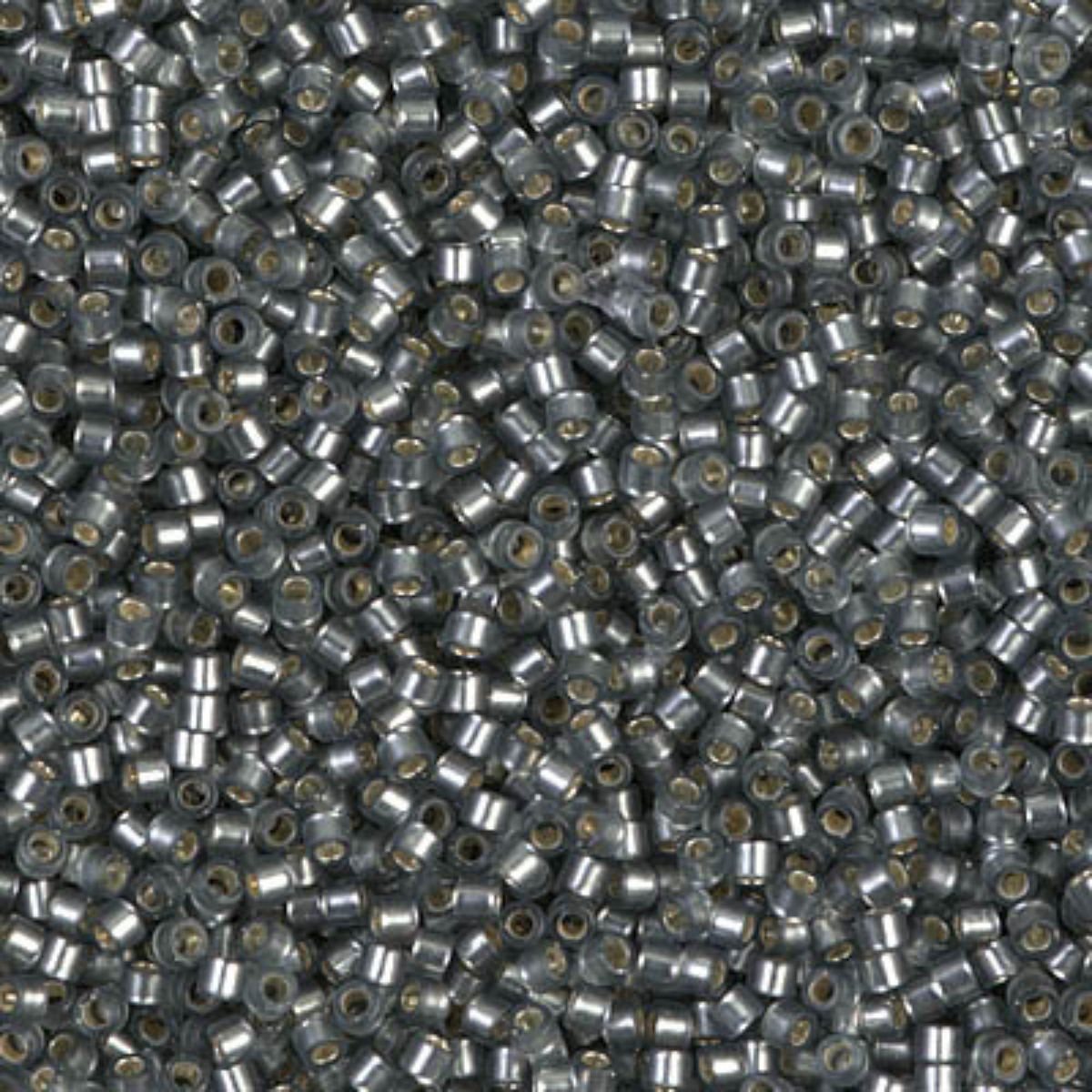 Miyuki 11/0 Delica Beads, DB0697, Semi-Matte Silver Lined Gray, 5g