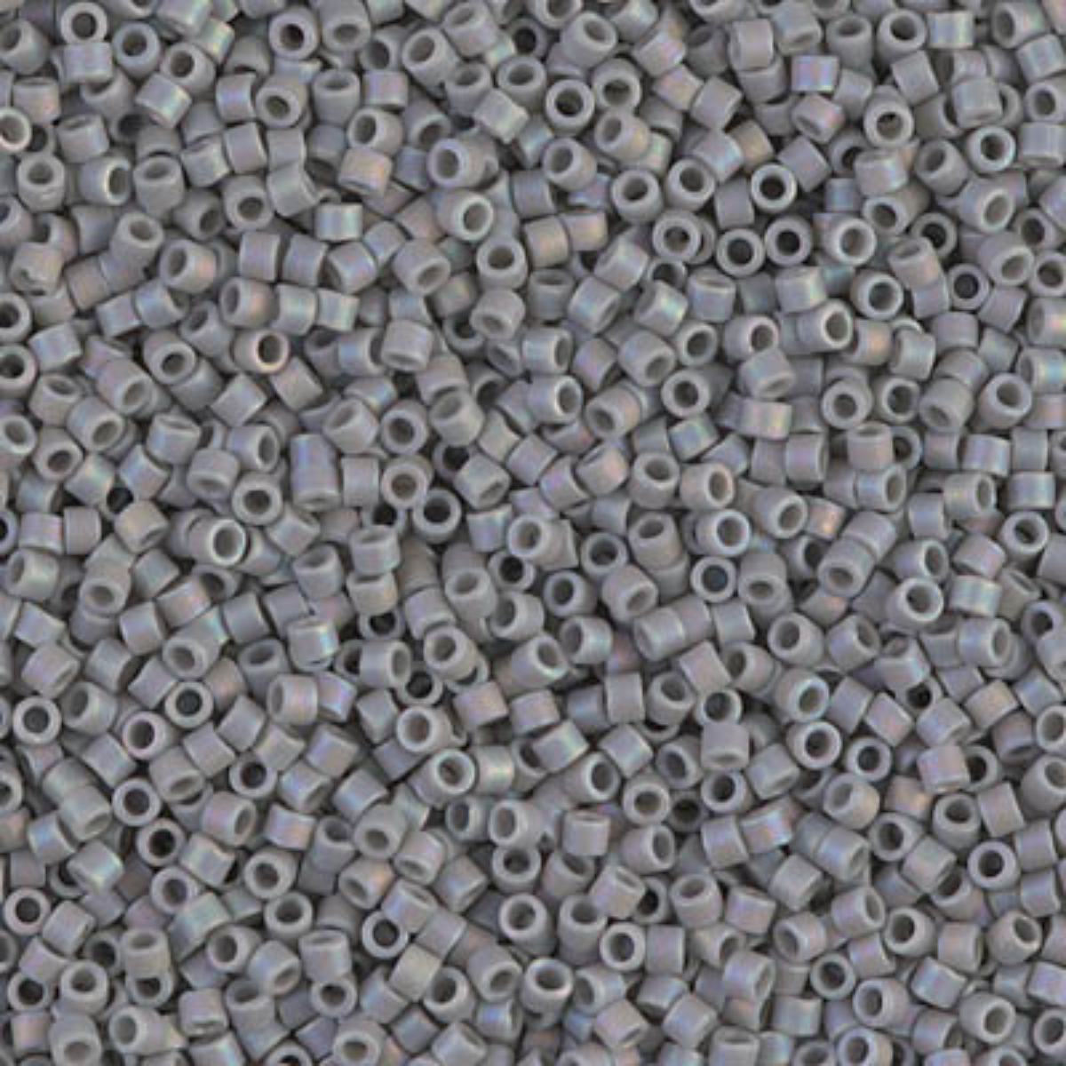 Miyuki 11/0 Delica Beads, DB0882, Matte Opaque Light Gray AB, 5g