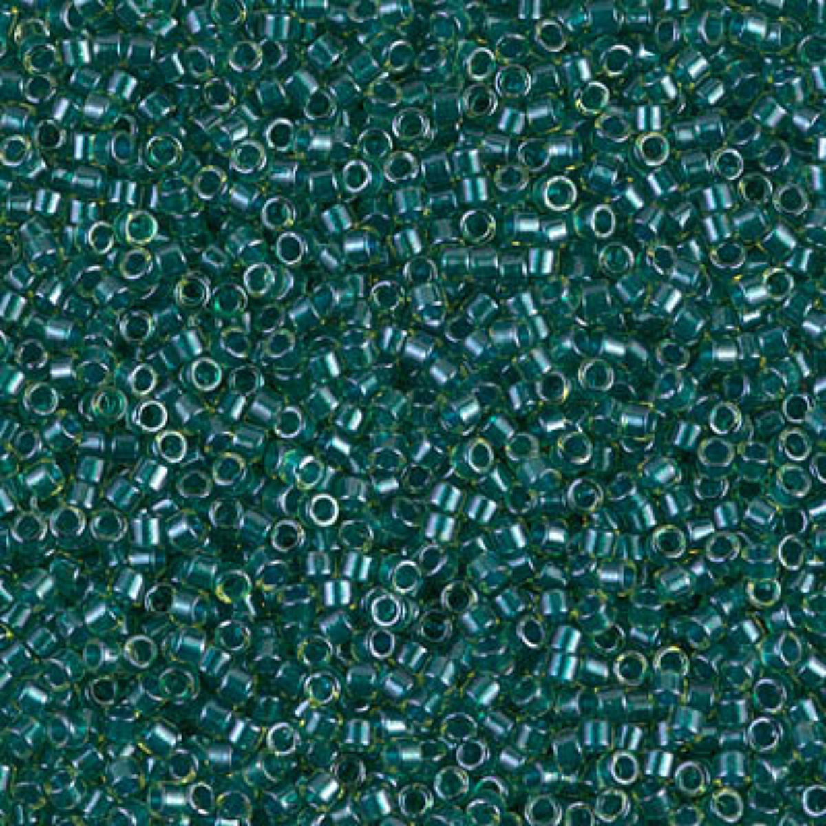 Miyuki 11/0 Delica Beads, DB0919, Chartreuse Sparkling Dark Teal Lined, 5g