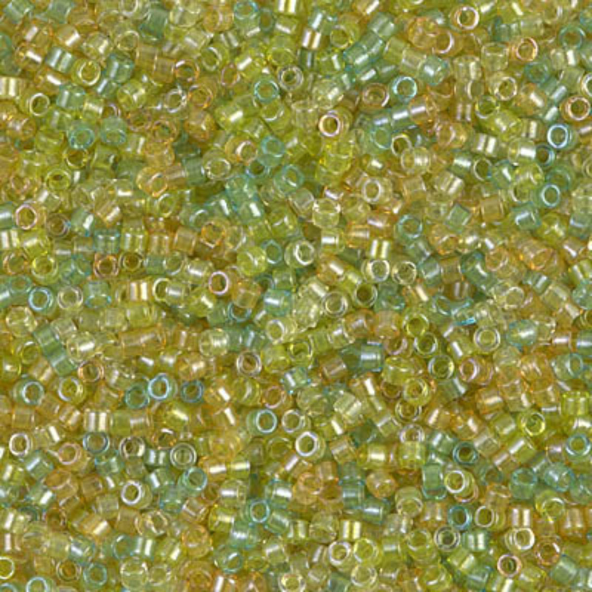 Miyuki 11/0 Delica Beads, DB0983, Amber/Peridot Lined Mix, 5g
