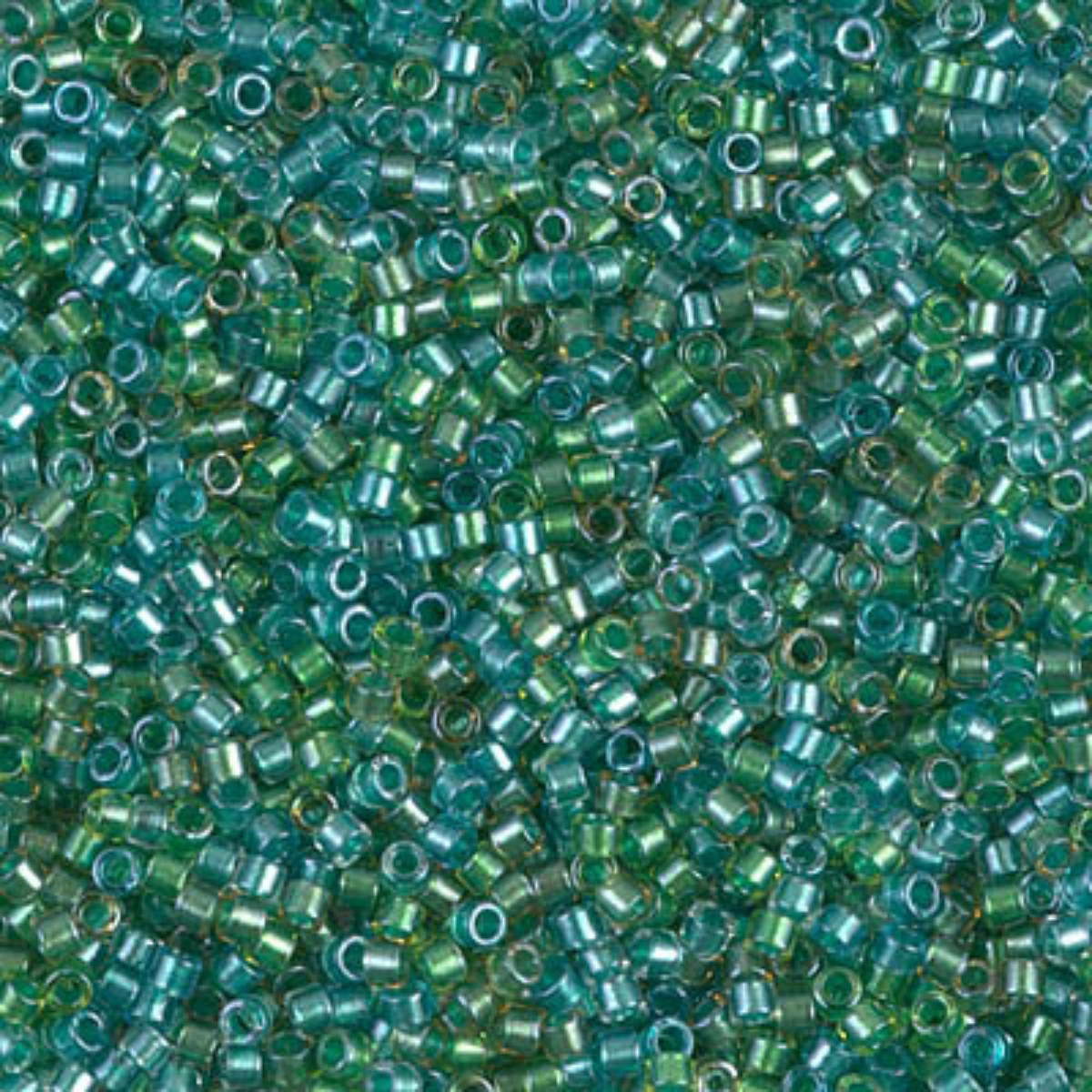 Miyuki 11/0 Delica Beads, DB0984, Aqua/Teal Lined Mix, 5g