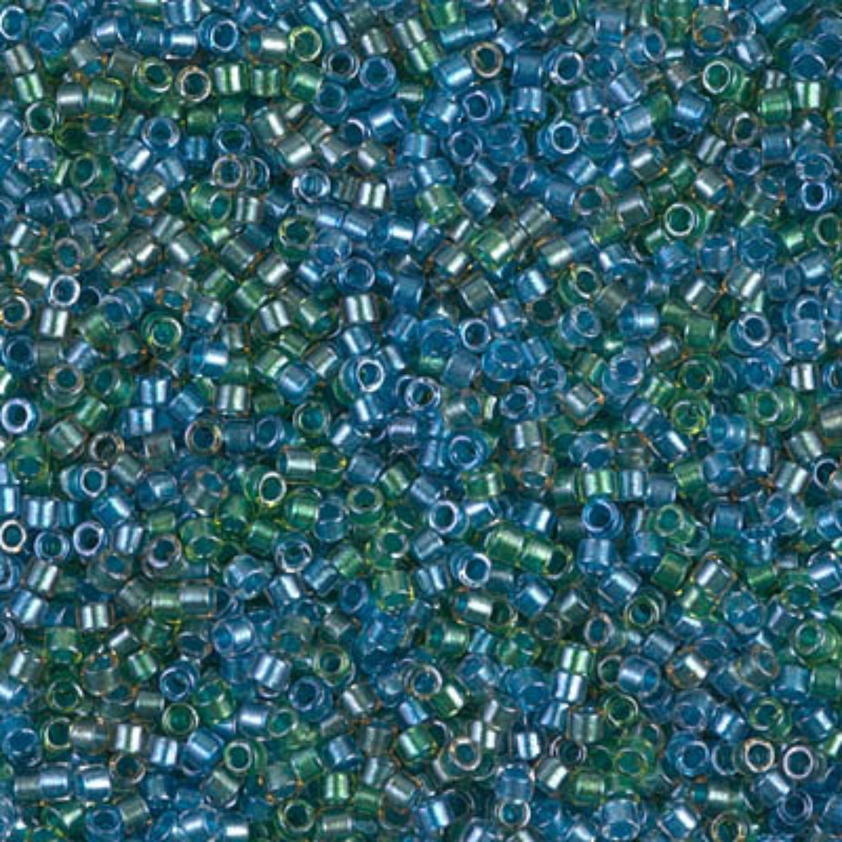 Miyuki 11/0 Delica Beads, DB0985, Green/Blue Lined Mix, 5g