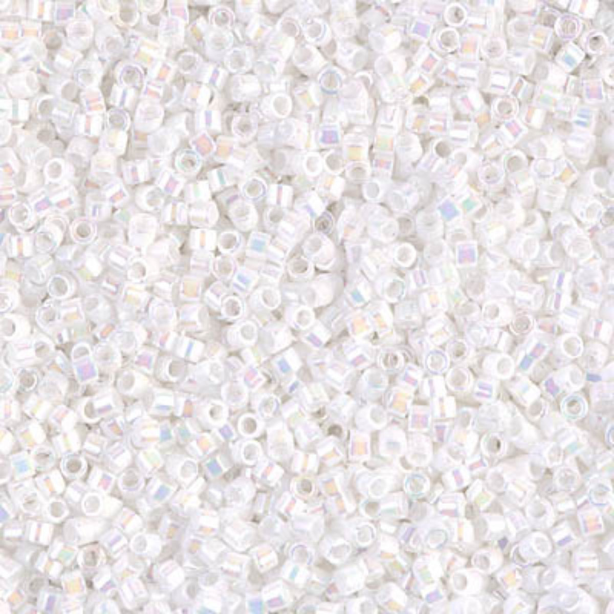 Miyuki 11/0 Delica Beads, DB0202, White Pearl AB, 5g