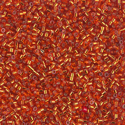 Miyuki 15/0 Delica beads, DBS0043, Red/Orange SilverLined, 7 grams - The Argus Collection