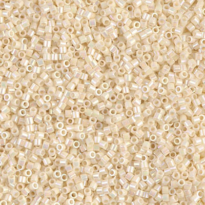 Miyuki 15/0 Delica beads, DBS0157, Cream Opaque AB, 7 grams - The Argus Collection