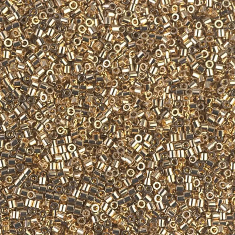 Miyuki 15/0 Delica beads, DBS-0034, Light Gold 24K Plated, 7 grams - The Argus Collection