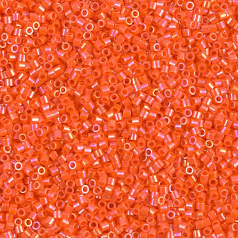 Miyuki 15/0 Delica Beads, DBS-0161, Opaque Orange AB, 7 grams - The Argus Collection
