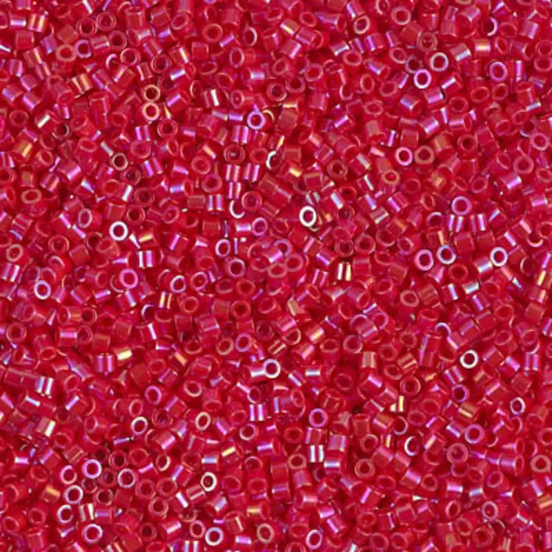 Miyuki 15/0 Delica Beads, DBS-0162, Opaque Red AB, 7 grams - The Argus Collection