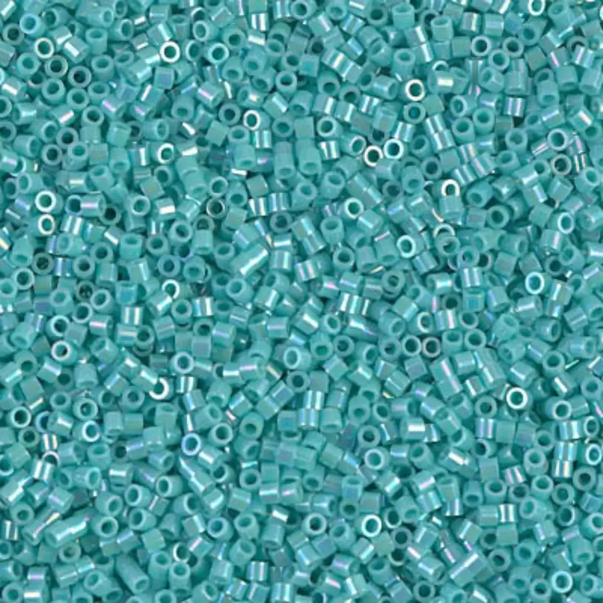 Miyuki 15/0 Delica Beads, DBS-0166, Opaque Turquoise Green AB, 7 grams - The Argus Collection