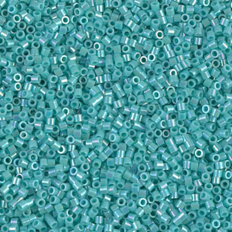 Miyuki 15/0 Delica Beads, DBS-0166, Opaque Turquoise Green AB, 7 grams - The Argus Collection
