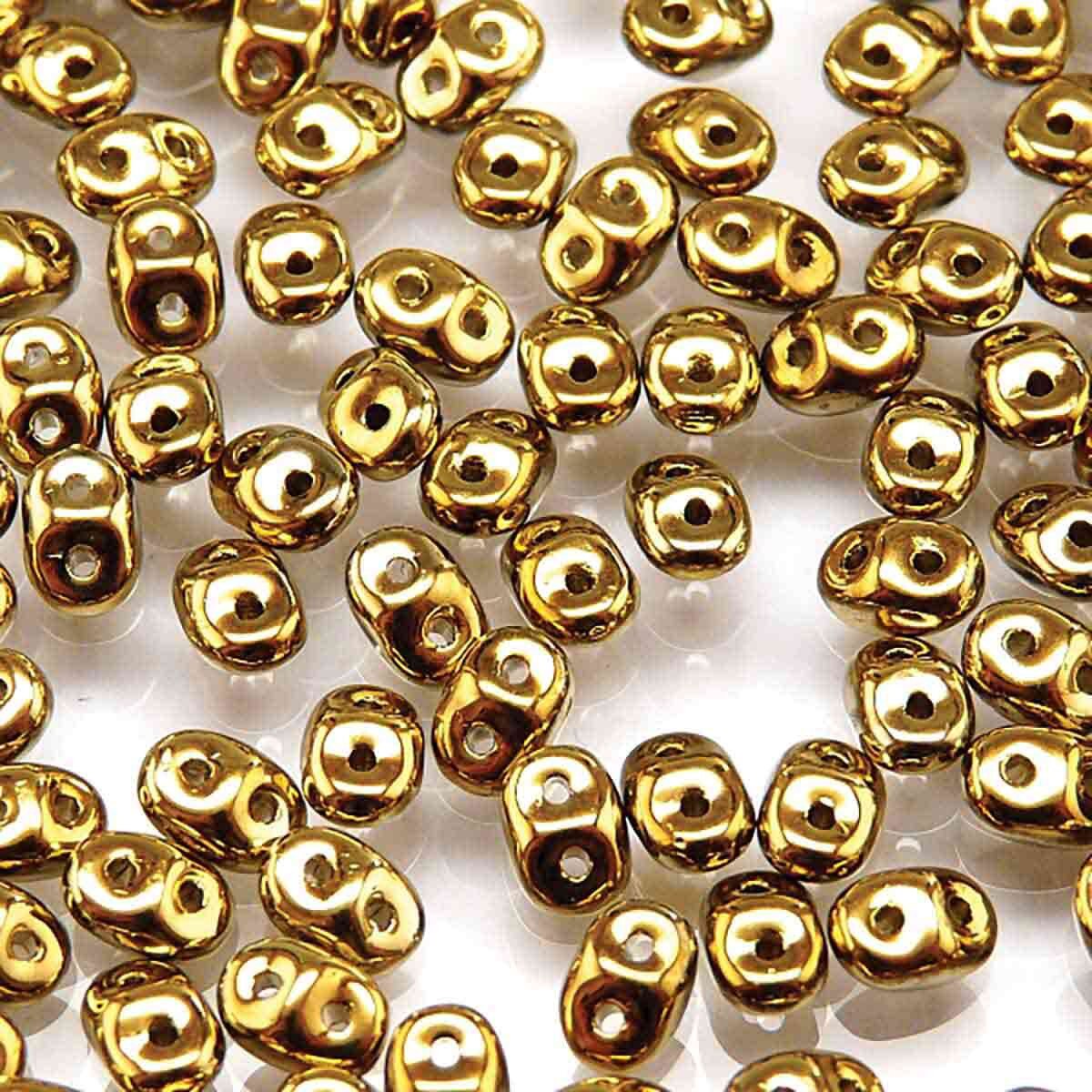 Miniduo Beads, Crystal Full Amber, 10g.