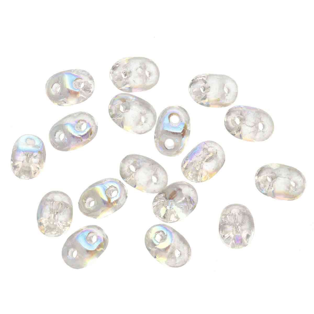 Miniduo Beads, Crystal AB, 10g.
