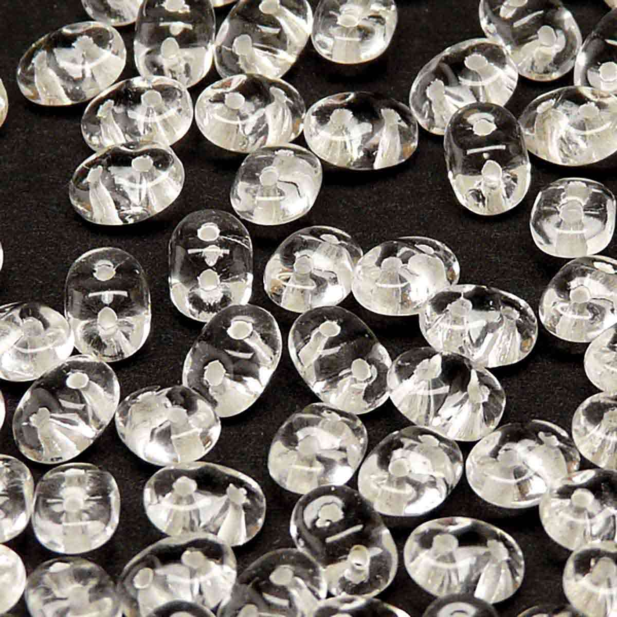 Miniduo Beads, Crystal White-lined, 10g.