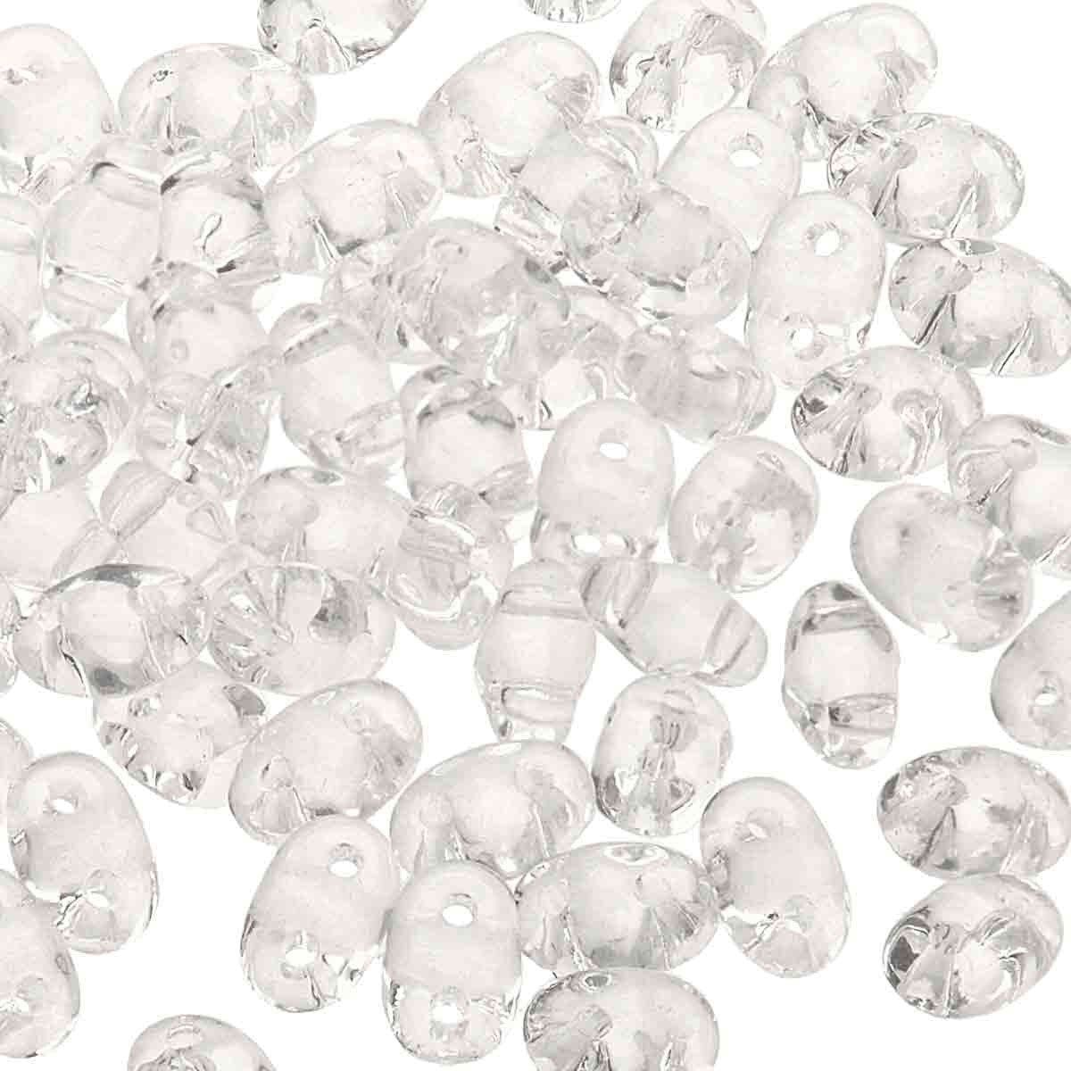 Miniduo Beads, Crystal, 10g.