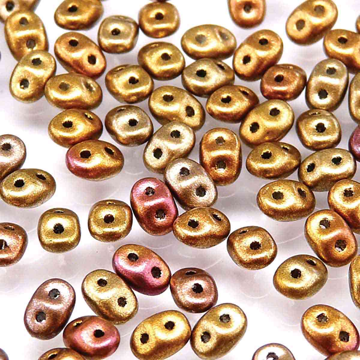 Superduo Beads, Crystal Gold Rainbow, 10g.