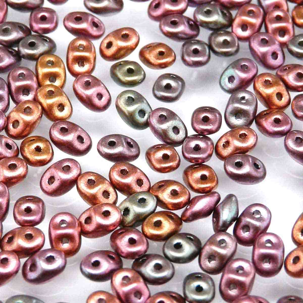 Superduo Beads, Crystal Gold Rainbow, 10g.