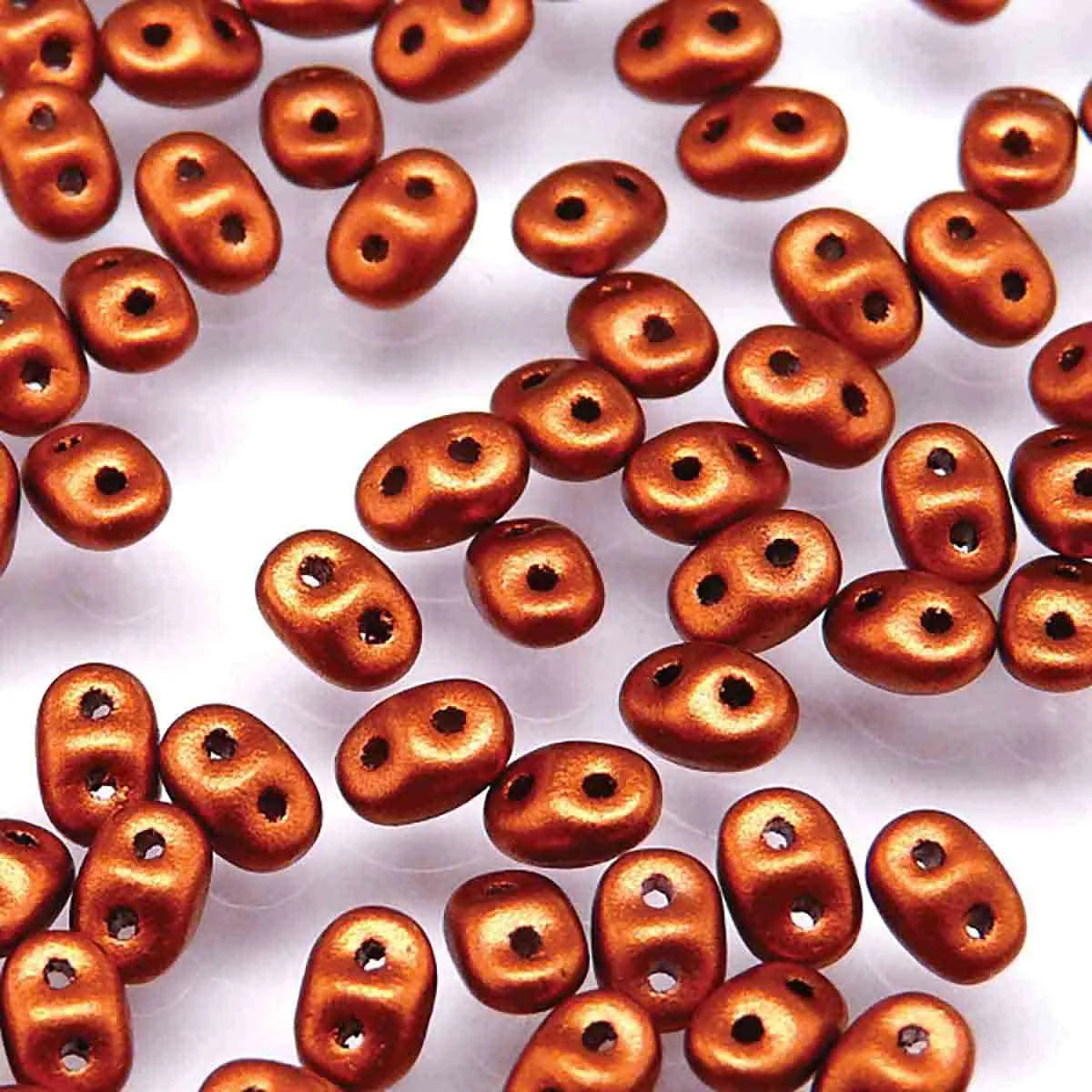 Superduo Beads, Bronze Fire Red, 10g.