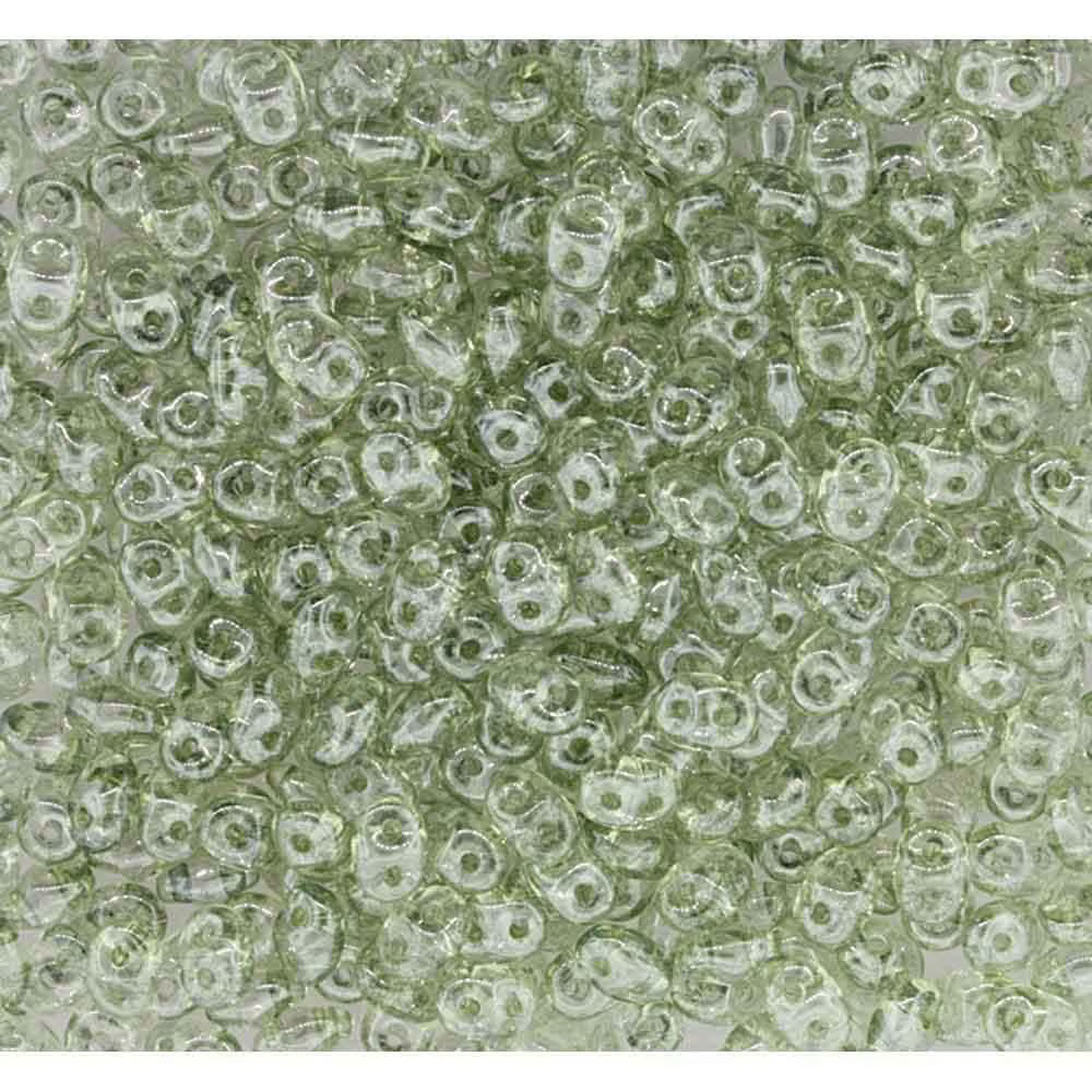 Superduo Beads, Crystal Green Luster, 10g.
