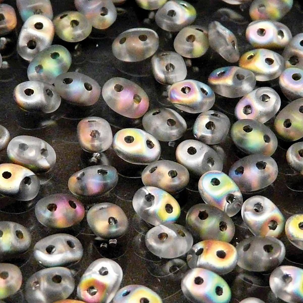 Superduo Beads, Crystal Vitrail Matte, 10g.