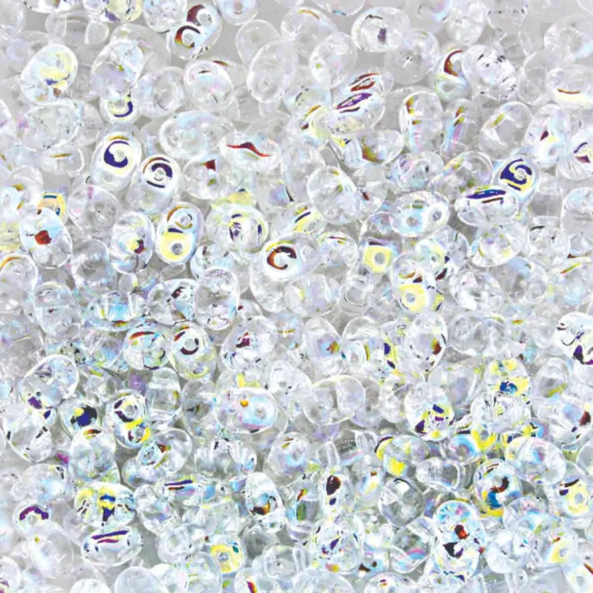Superduo Beads, Crystal AB, 10g.