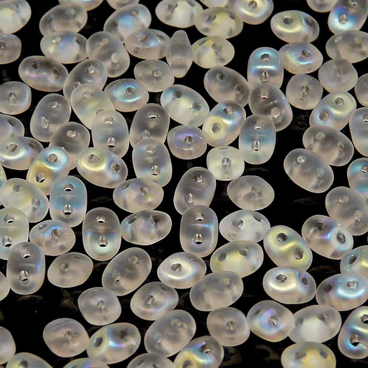 Superduo Beads, Crystal AB Matte, 10g.