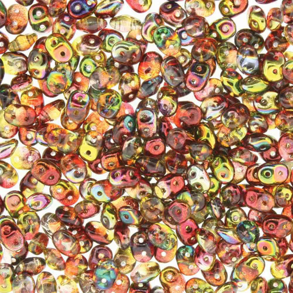 Superduo Beads, Crystal Magic Red Yellow, 10g.