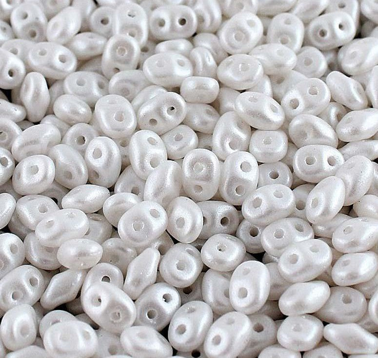 Superduo Beads, Pearl Shine White, 10g.