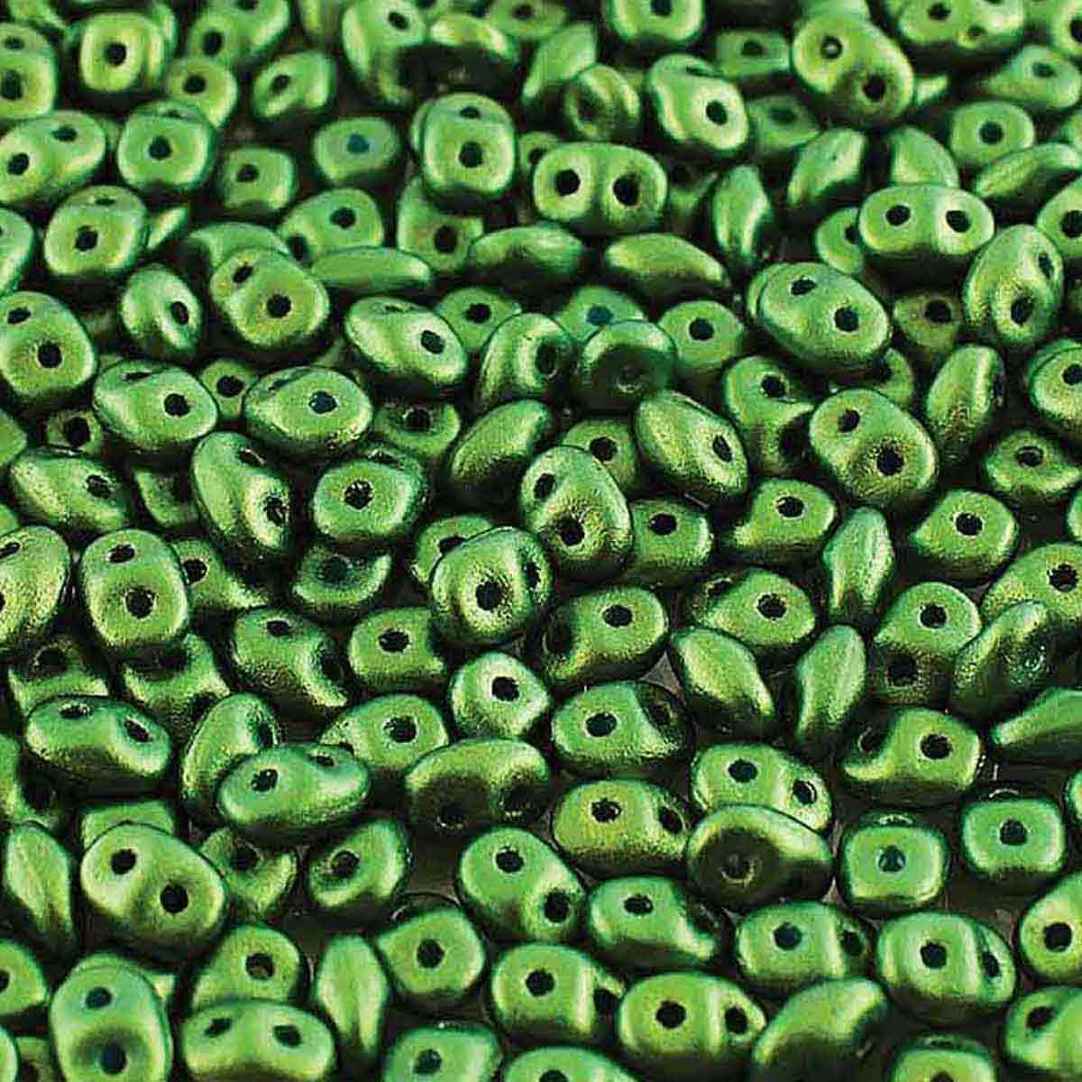 Superduo Beads, Gold Shine Dark Olive, 10g.