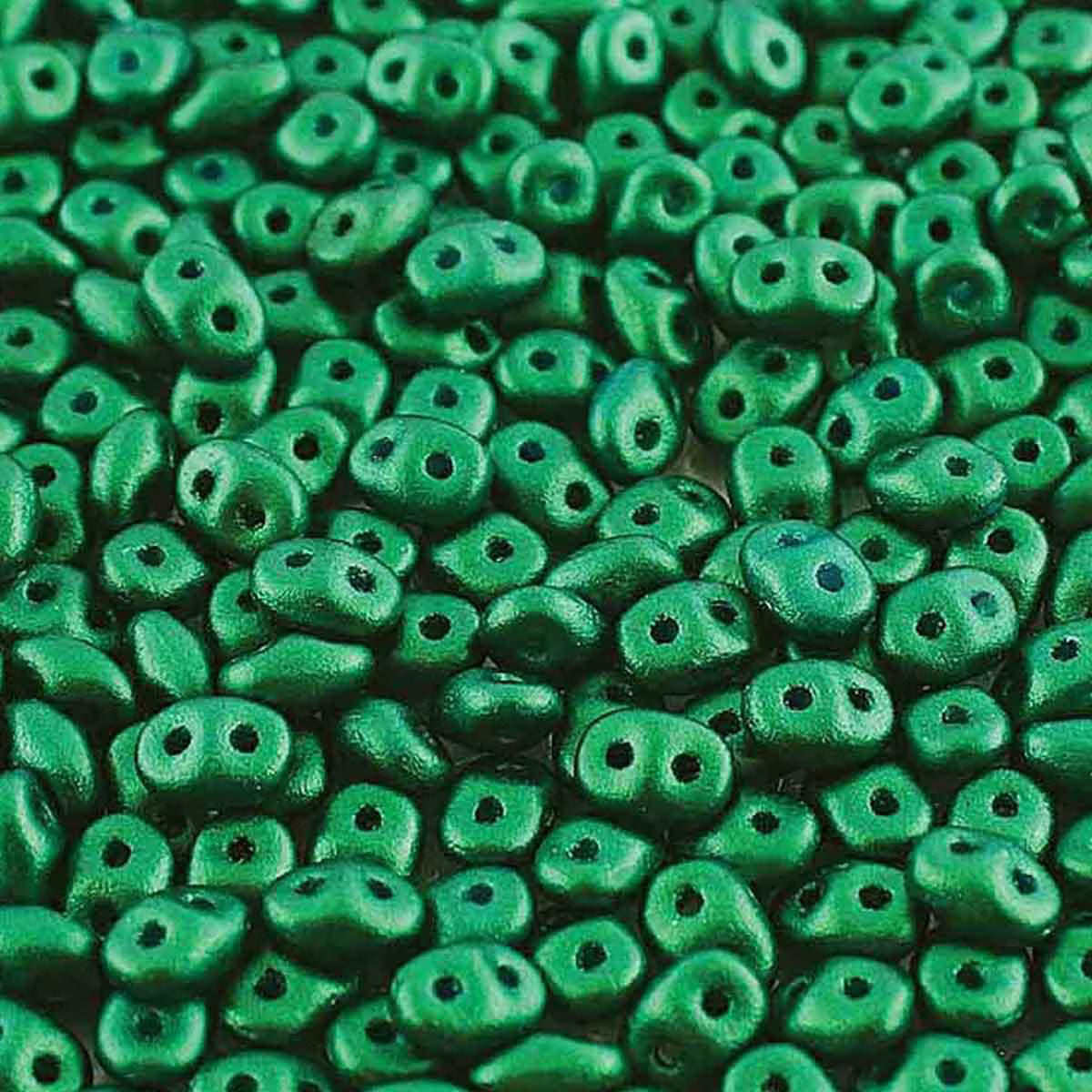 Superduo Beads, Gold Shine Dark Green, 10g.
