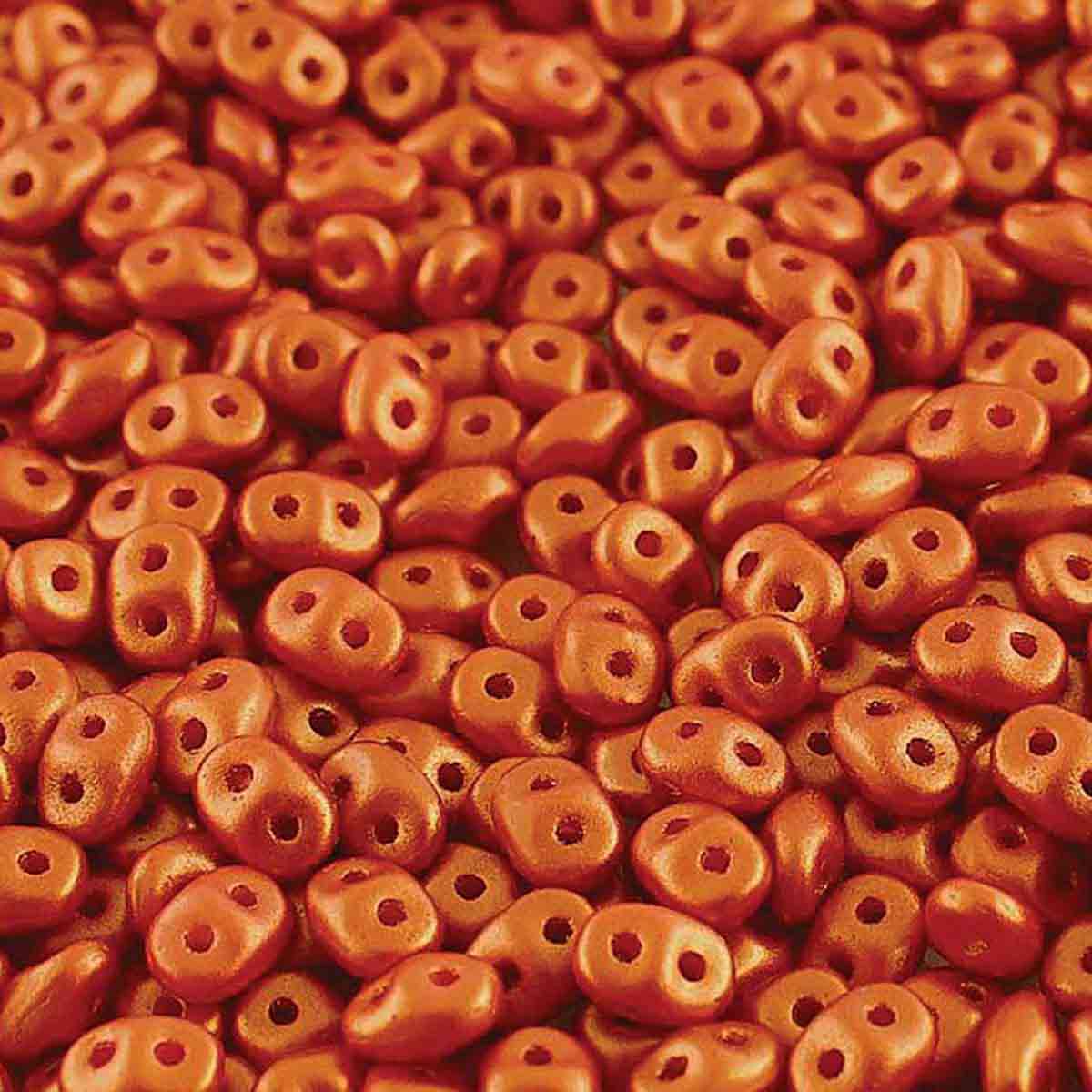 Superduo Beads, Gold Shine Brick Red, 10g.