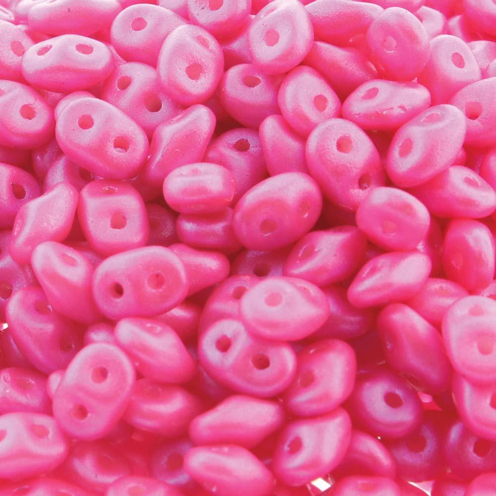 Superduo Beads, Tropical Passion Pink, 10g.