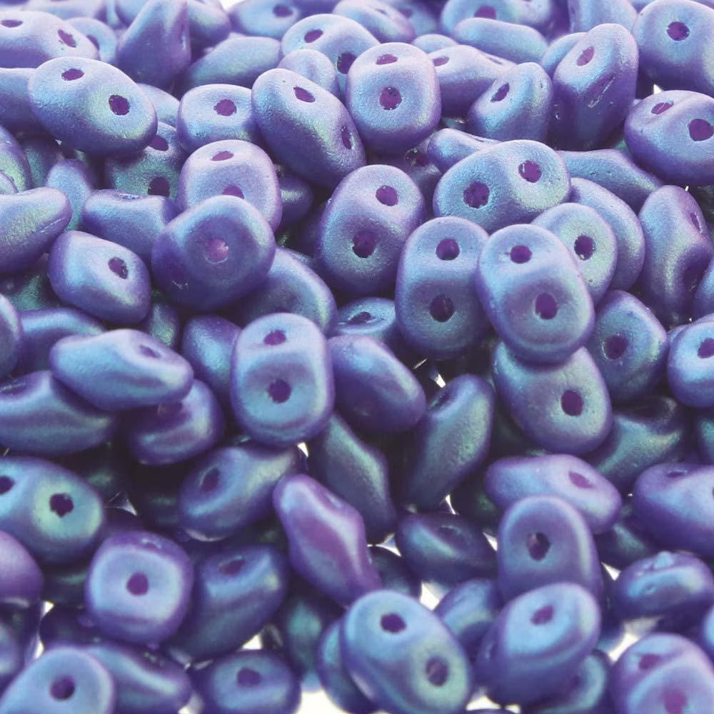 Superduo Beads, Tropical Blue Grape, 10g.