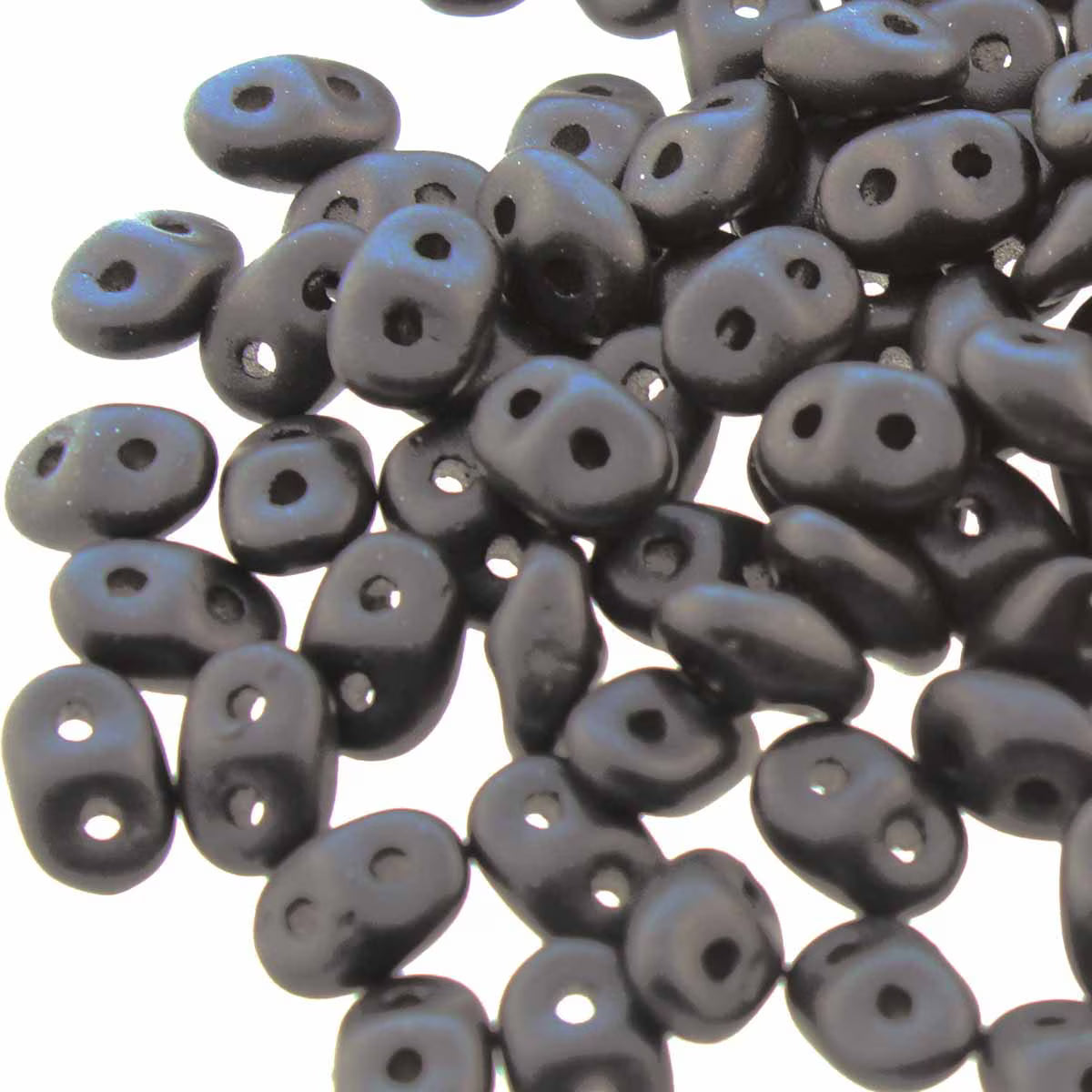 Superduo Beads, Metallic Matte Black, 10g.
