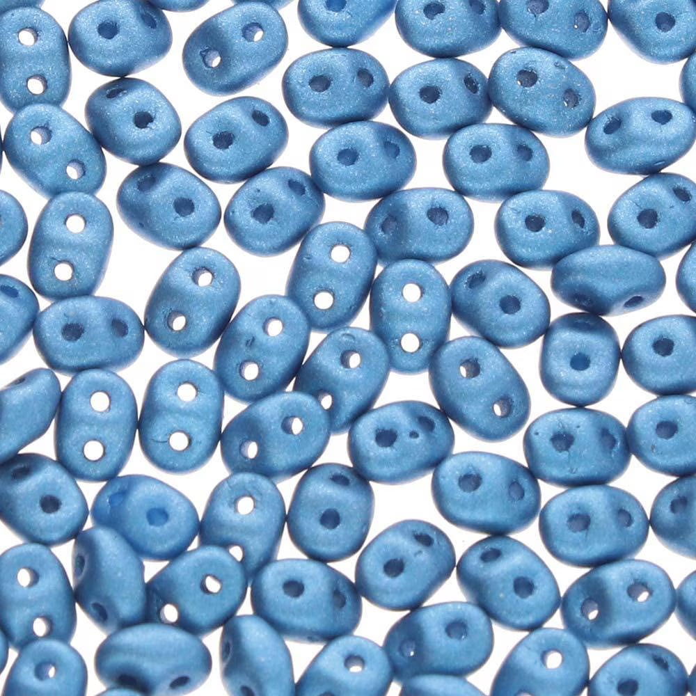 Superduo Beads, Metallic Sea Blue, 10g.