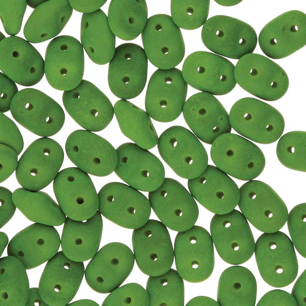 Superduo Beads, Matte Velvet Lizard Green, 10g.
