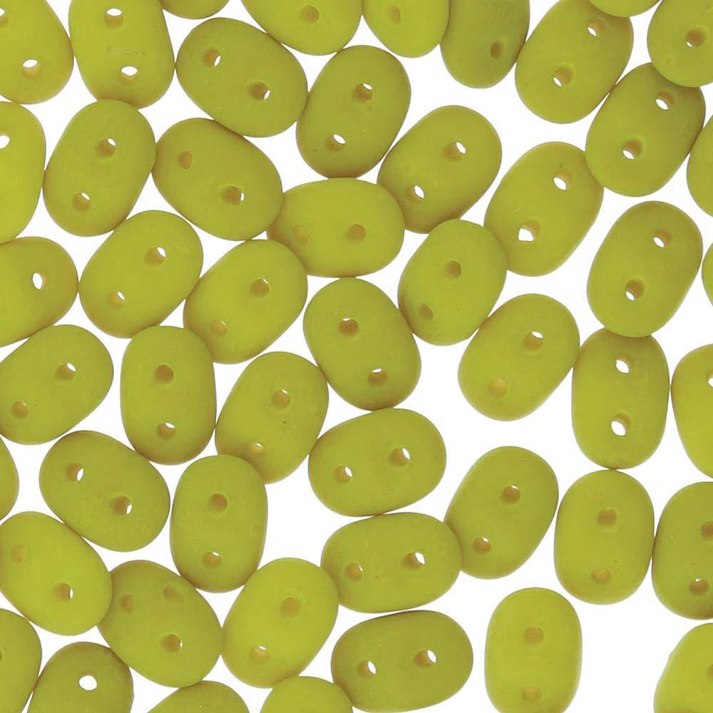 Superduo Beads, Matte Velvet Lemongrass, 10g.