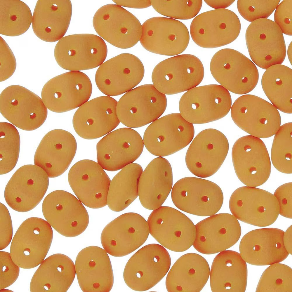 Superduo Beads, Matte Velvet Mustard, 10g.