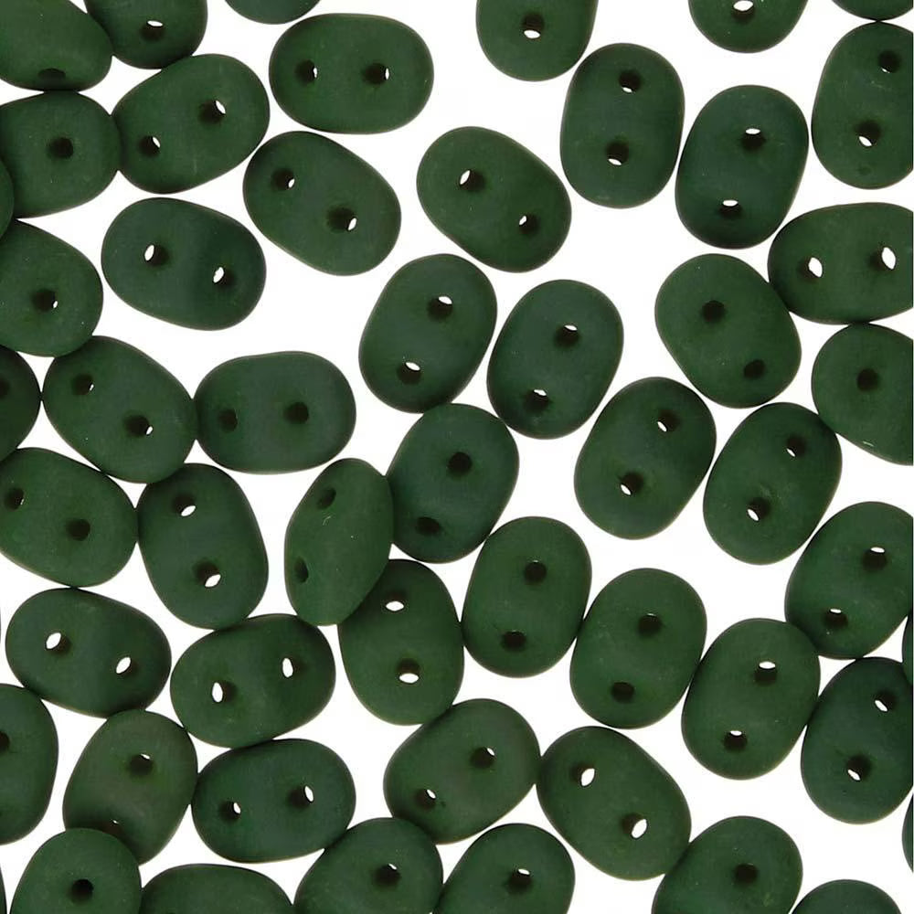 Superduo Beads, Matte Velvet Forest Green, 10g.