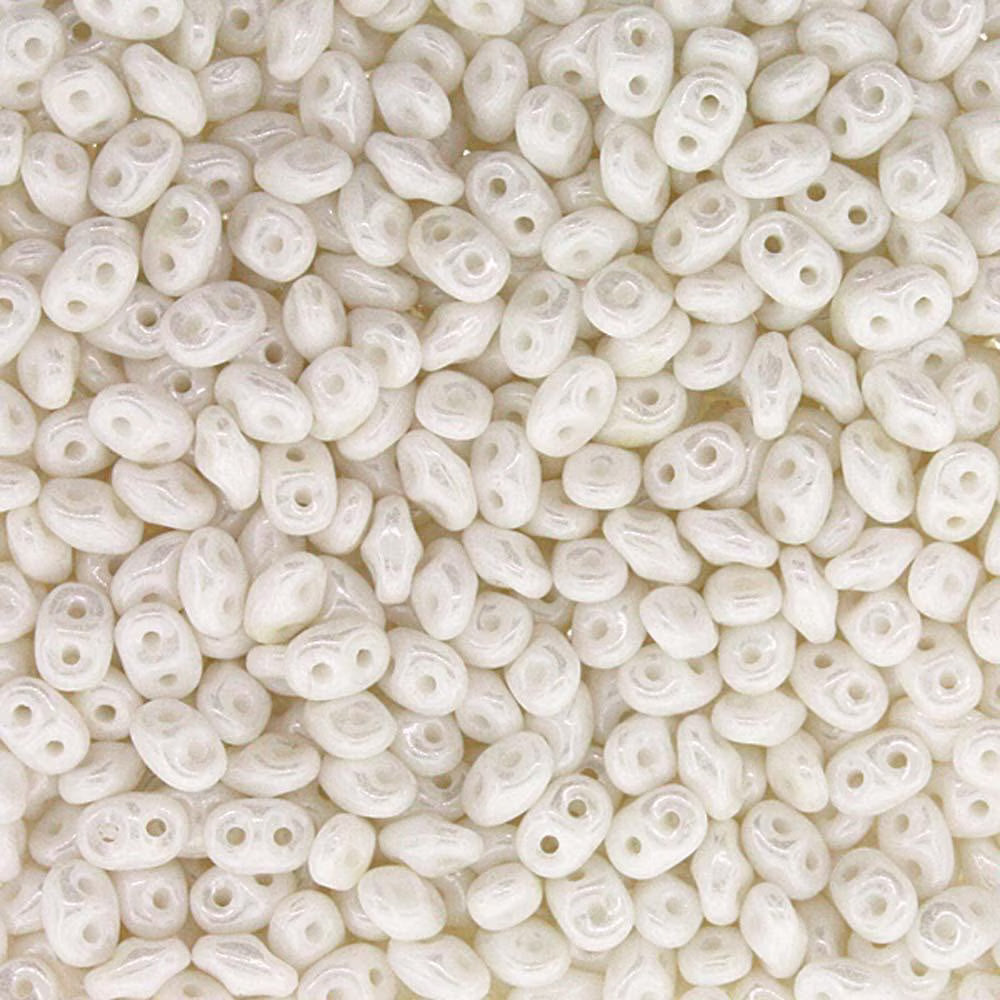 Superduo Beads, White Luster, 10g.