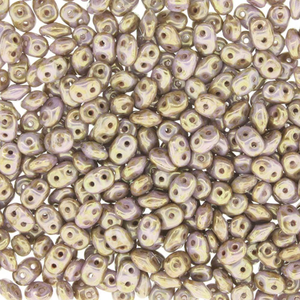 Superduo Beads, Chalk Senegal Brown Purple, 10g.