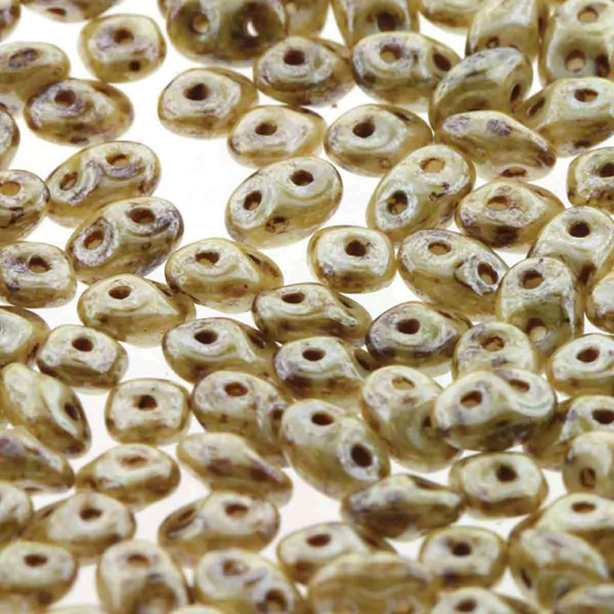 Superduo Beads, Chalk Lazure White, 10g.