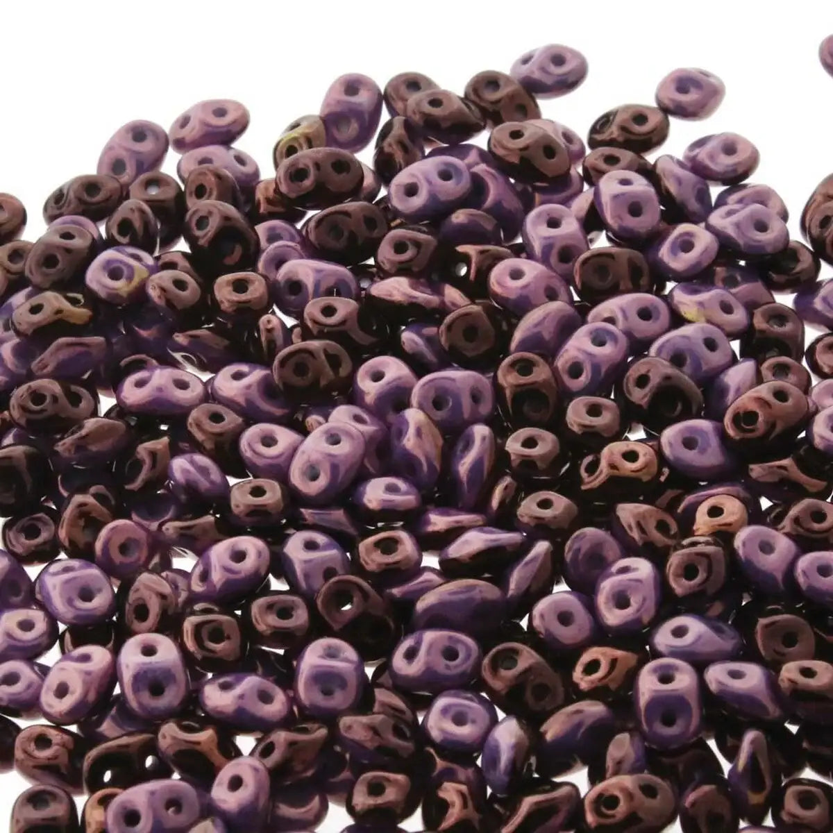 Superduo Beads, Duet Black/White Vega Luster, 10g.