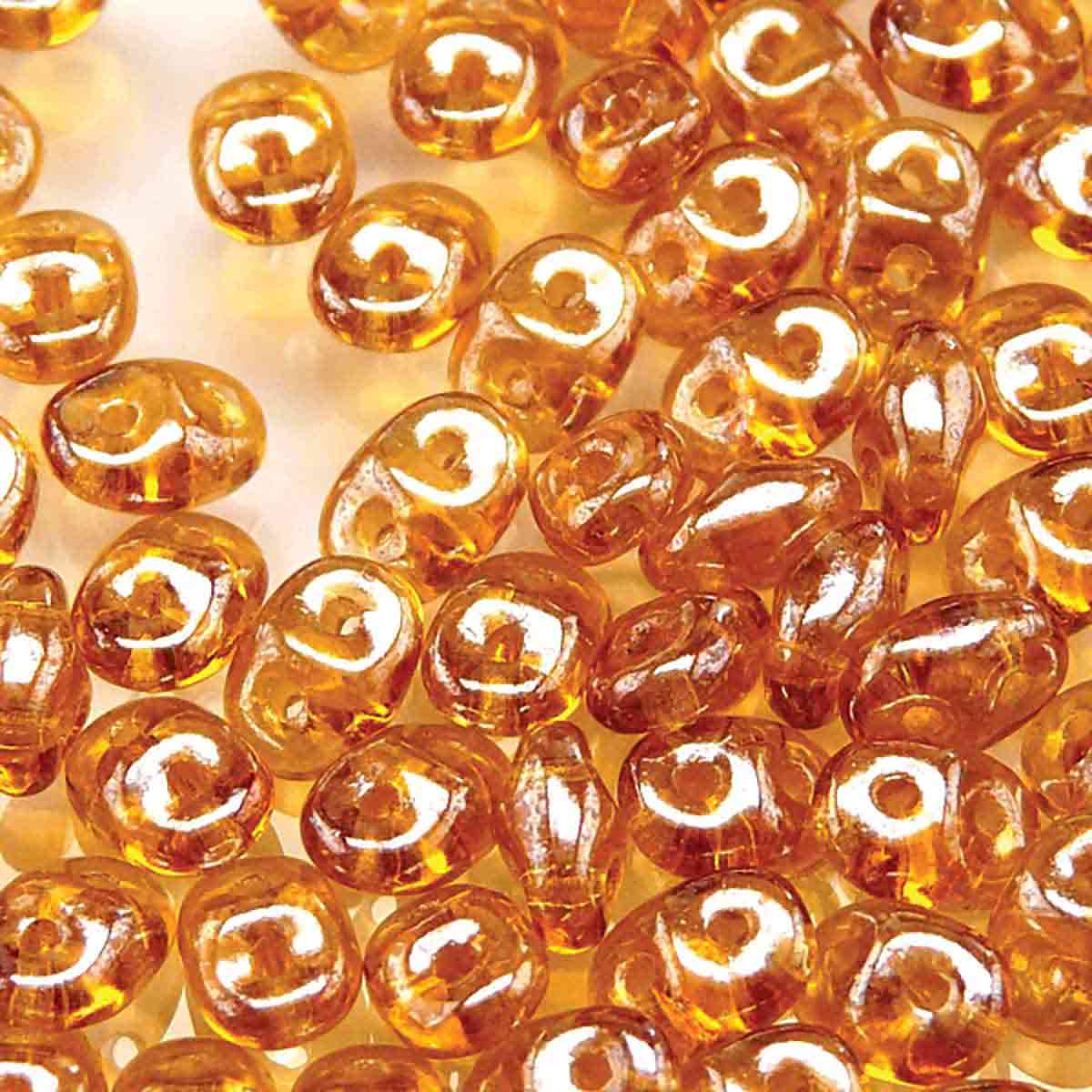Superduo Beads, Topaz White Luster, 10g.