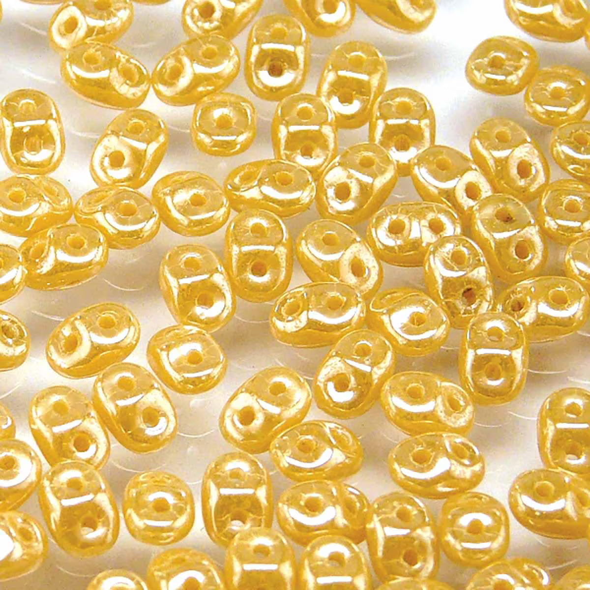 Superduo Beads, Opaque Beige White Luster, 10g.