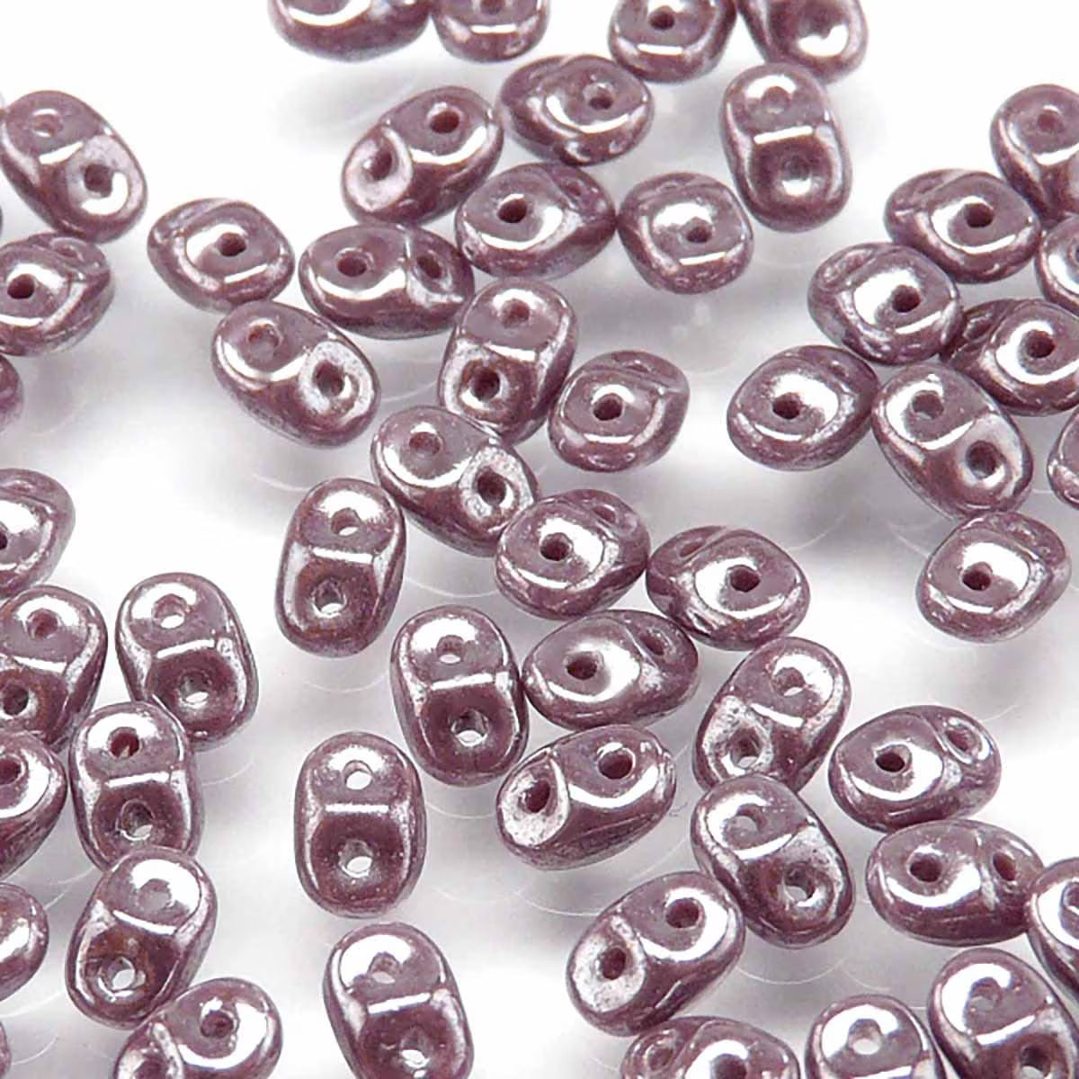 Superduo Beads, Opaque Violet White Luster, 10g.