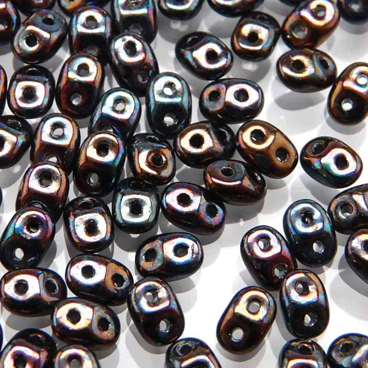Superduo Beads, Jet Iris Luster, 10g.