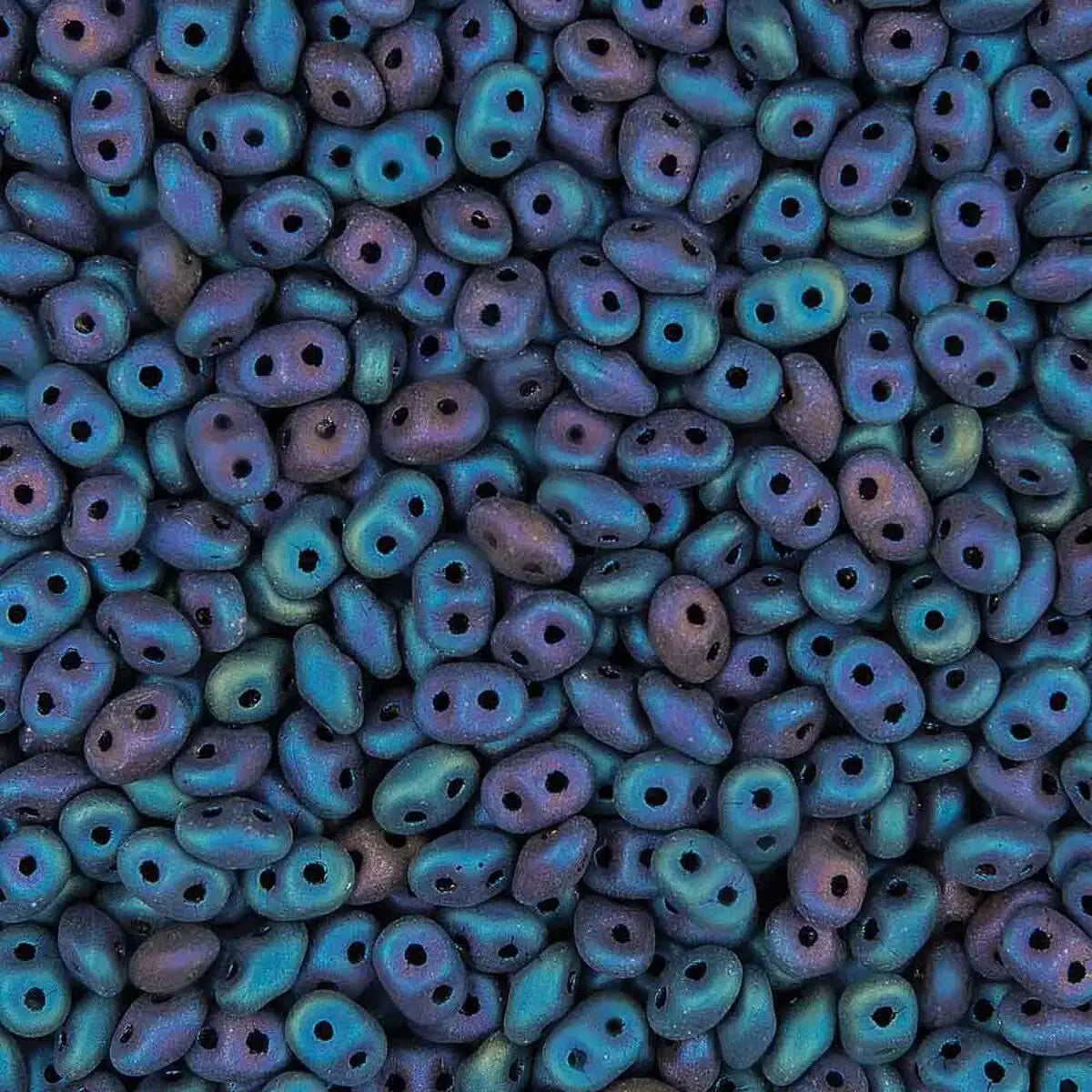 Superduo Beads,  Jet Blue Iris Matte, 10g.