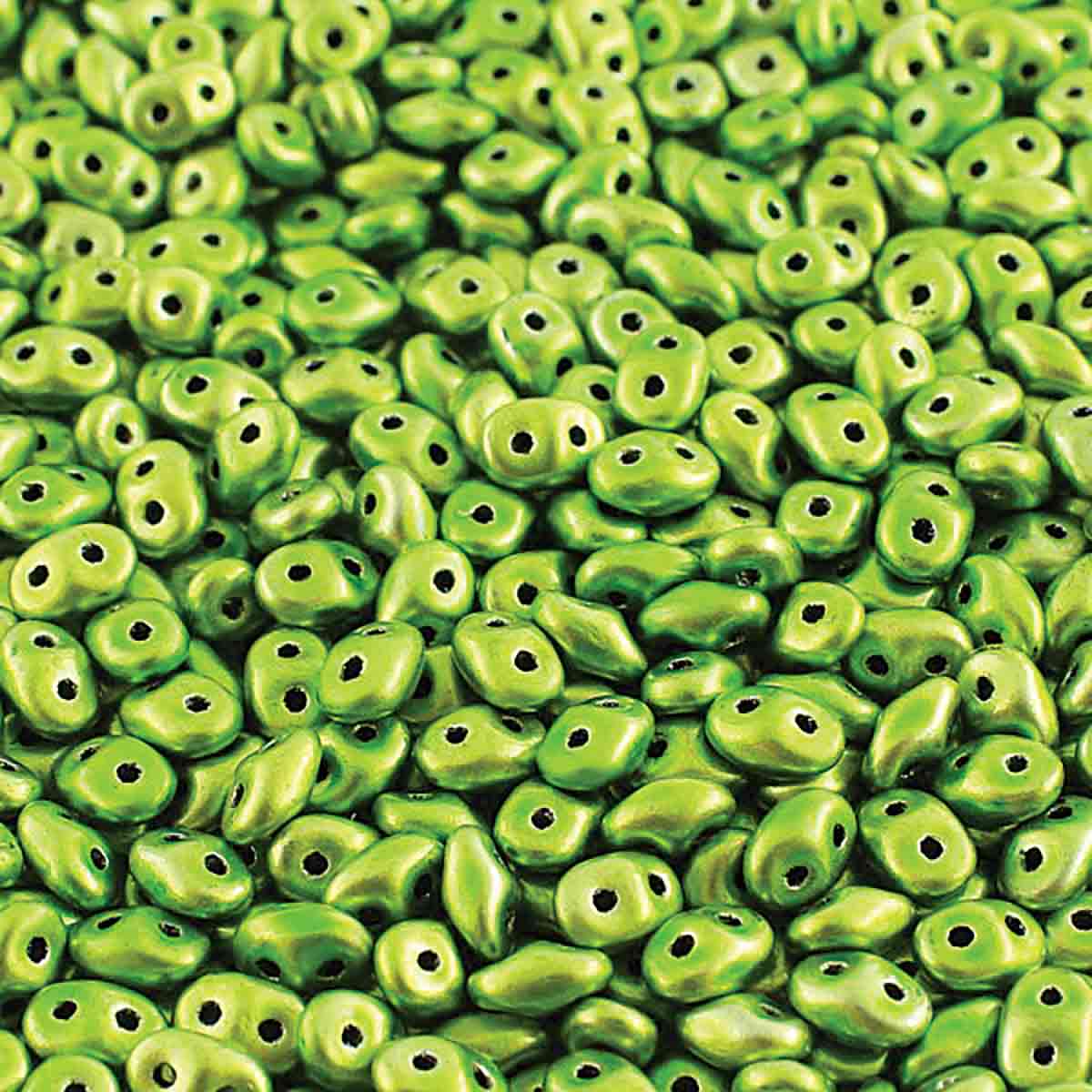 Superduo Beads, Metalust Apple Green, 10g.